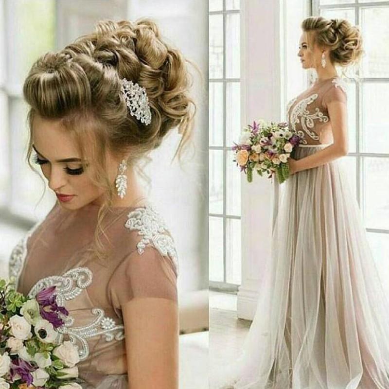 Wedding - Stylish A-line Wedding Dress - Jewel Cap Sleeves Floor-Length with Beading