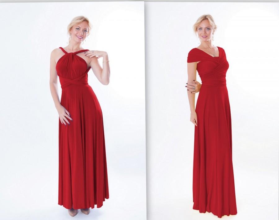 Hochzeit - Middle red infinity dress , Free-Style Dress, convertible dress, Floor length dress