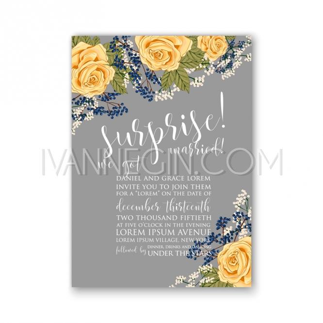 Mariage - Rose wedding invitation card printable template in watercolor style - Unique vector illustrations, christmas cards, wedding invitations, images and photos by Ivan Negin