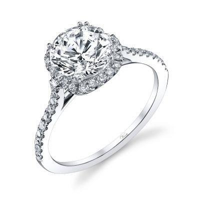 Hochzeit - 14K White Gold And Diamond Engagement Ring