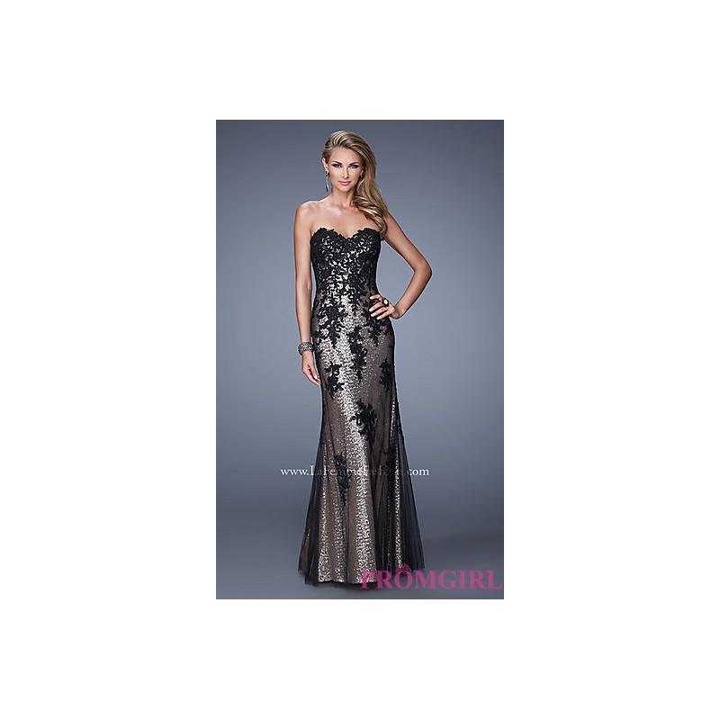 Mariage - LF-21088 - Strapless Sequin Dress with Lace Appliques - Bonny Evening Dresses Online 