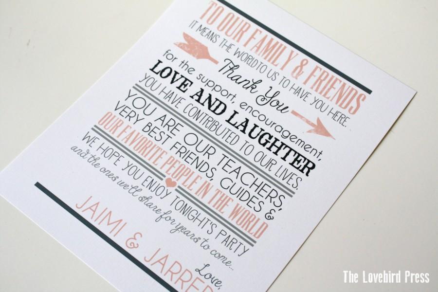 زفاف - Wedding Thank You Sign - Thank You - Printable Thank You Sign - To our Family and Friends - PDF - DIY AA4