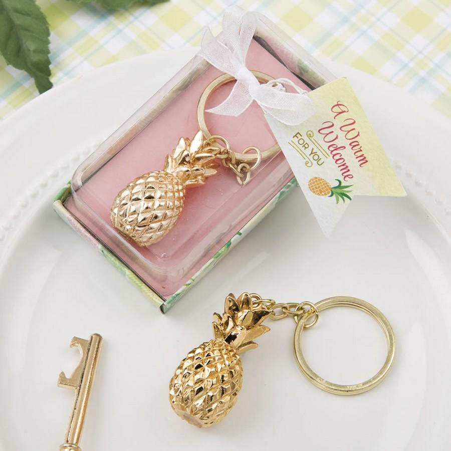 Wedding - Pineapple Key Chain Gold Wedding Favor Gift Bridesmaid Gift Maid of Honor Gift