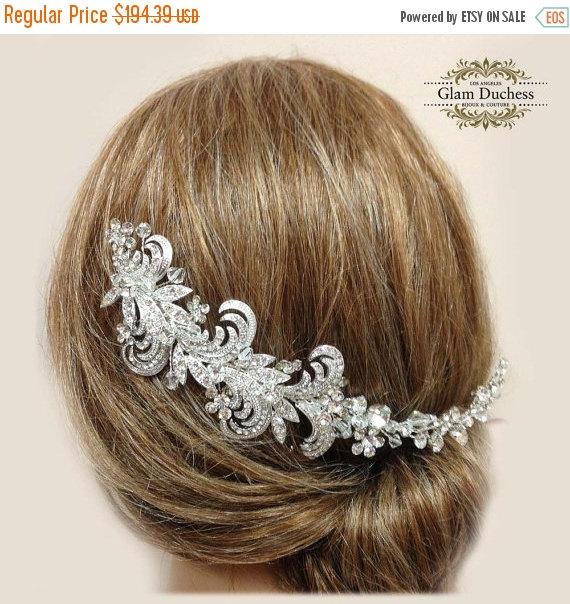 Hochzeit - Bridal headband, rhinestone headband, Crystal headband, pearl headband, wedding hair accessory, bridal accessory