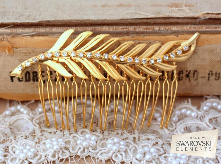 Hochzeit - Hair comb,Bridal hair Comb,Bridal Crystal Hair comb,Gold Leaf Hair Comb,Swarovski Hair Accessories,Vintage Style Bridal Hair Accessories