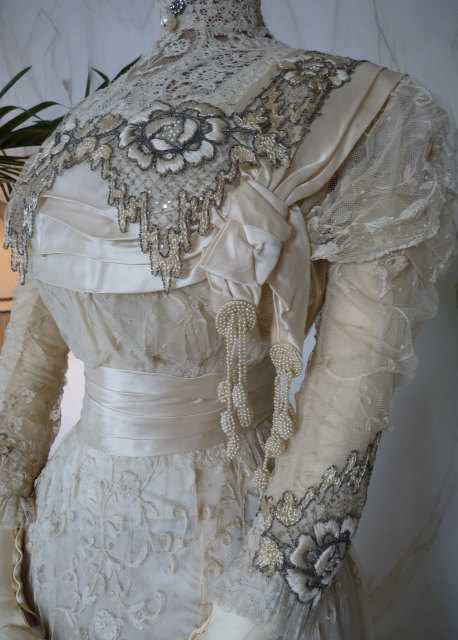 Wedding - DEMPSEY Princess Lace Wedding Gown, Antique Bridal Gown, Antique Dress, Edwardian Dress, ca. 1908