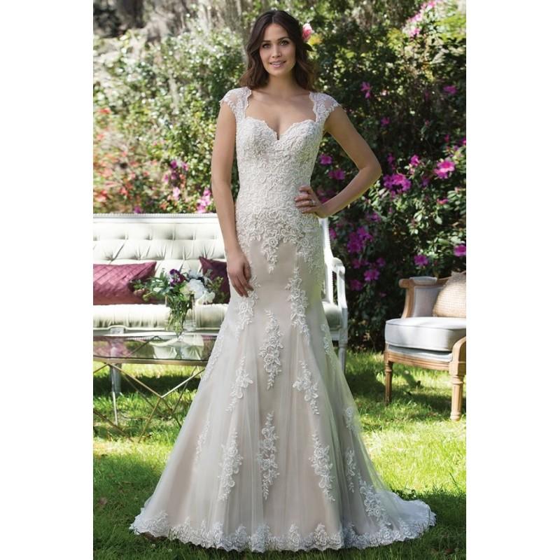 Hochzeit - Style 3962 by Sincerity Bridal - Fit-n-flare Sweetheart Floor length SatinTulle Chapel Length Cap sleeve Dress - 2017 Unique Wedding Shop