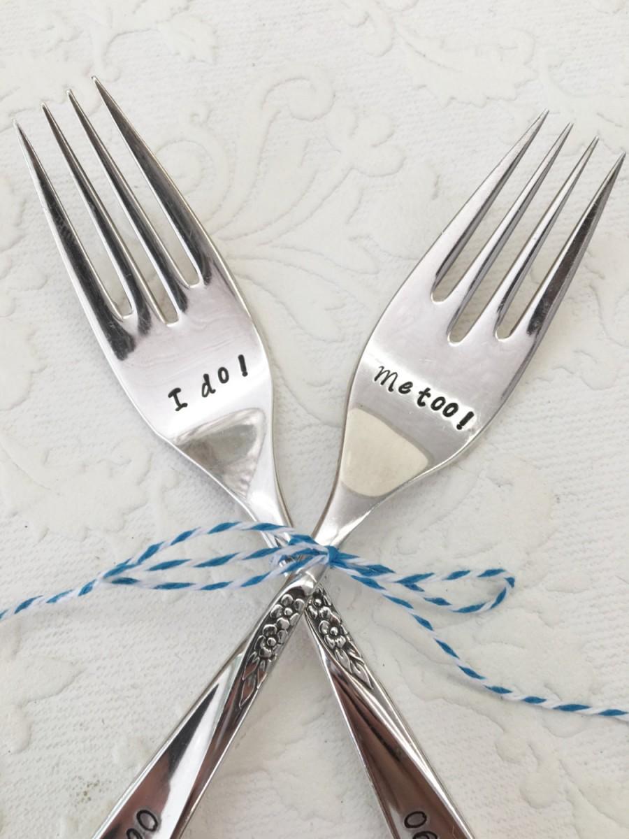 Mariage - Custom Date Stamped Wedding Fork Set from Girl Ran Away with the Spoon