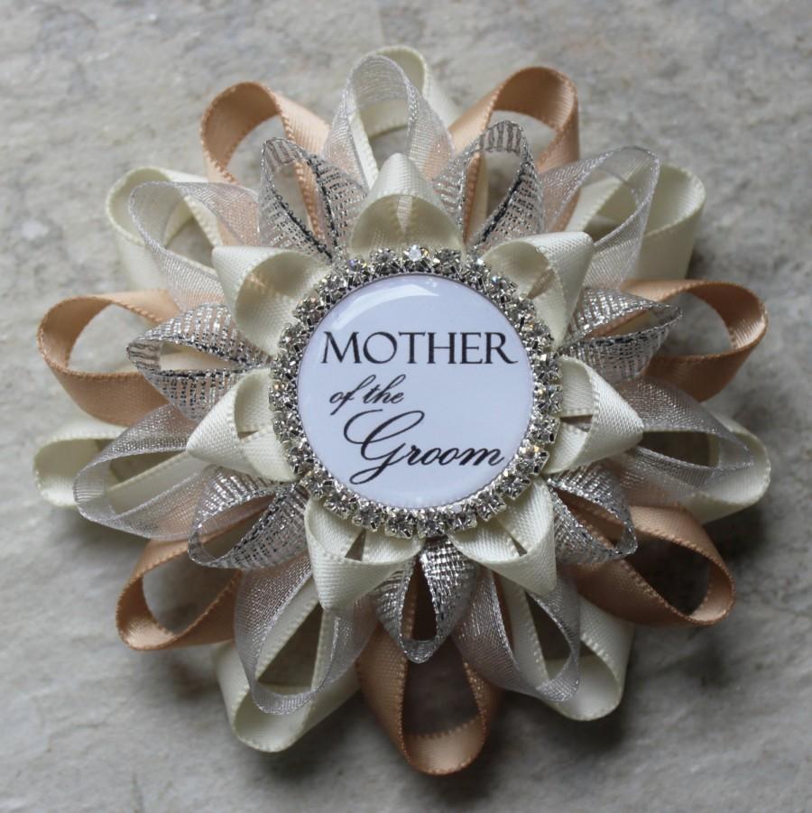 Hochzeit - Bridal Shower Corsage Pin, Mother of the Groom Flower, Mother of the Bride Flower, Bridal Shower Decorations, Bride to Be Pin, Champagne