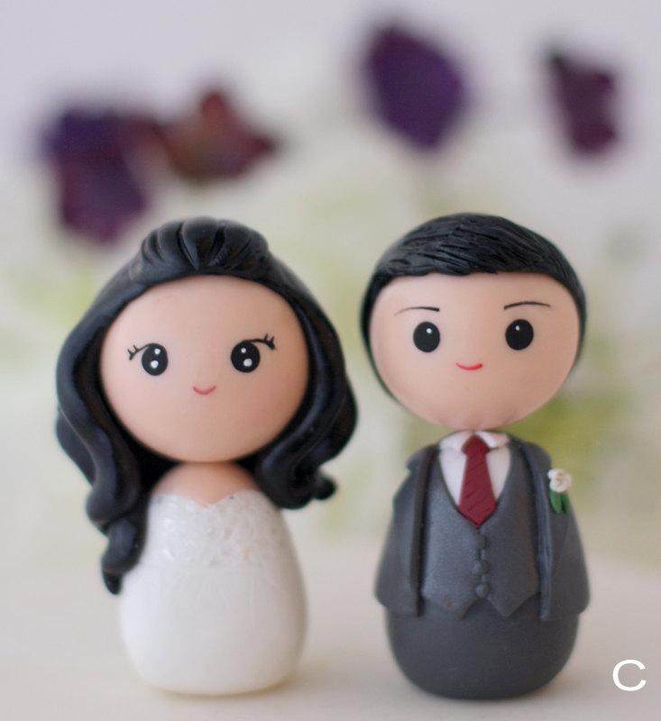 Свадьба - Wedding cake topper kokeshi figrurines