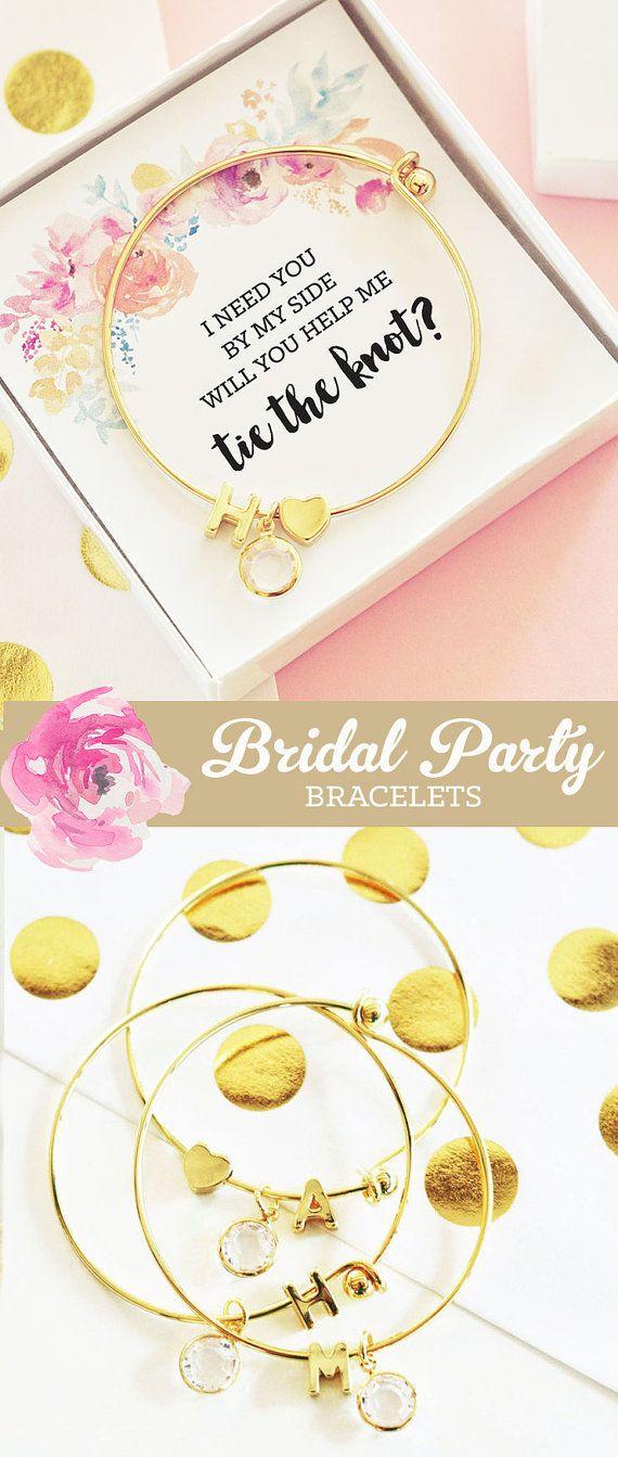 Wedding - Will You Be My Bridesmaid Gift Bracelet Bridesmaid Proposal Gift Box Bridal Party Proposal (EB3144) Initial Bracelet Bangle