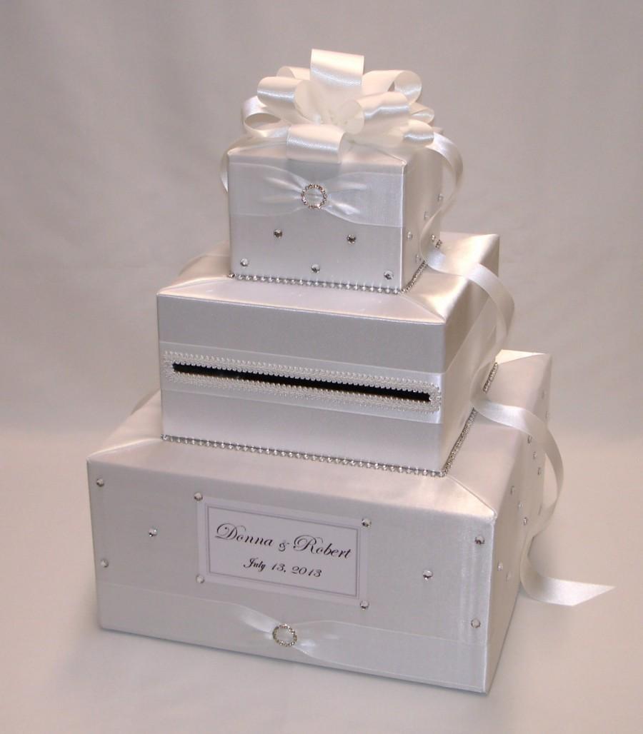Wedding - Elegant Custom Made Wedding Card Box- Rhinestone accents