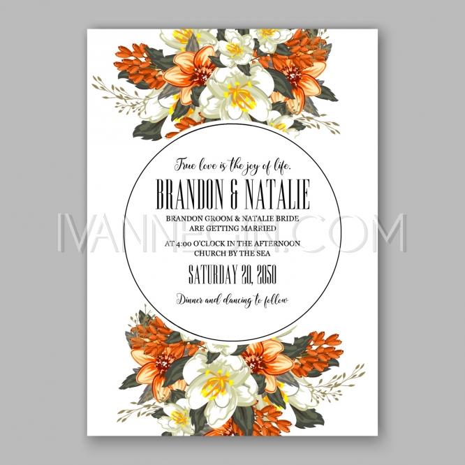 Wedding - Romantic orange peony flowers the bride's bouquet. Wedding invitation card template design. - Unique vector illustrations, christmas cards, wedding invitations, images and photos by Ivan Negin