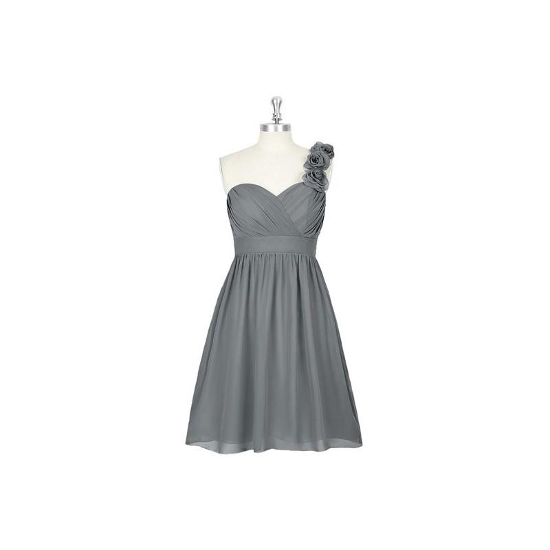 زفاف - Steel_grey Azazie Alyssa - Knee Length Chiffon Strap Detail Sweetheart Dress - The Various Bridesmaids Store