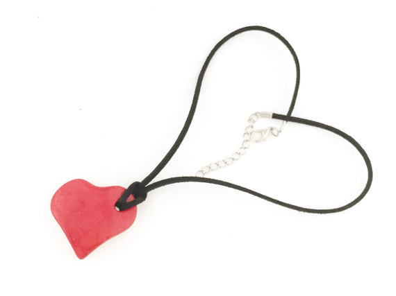 زفاف - Red gift necklace, Red jewelry for her, Girlfriend gift necklace, Heart necklace,Romantic jewelry, Love necklace, Valentine's gift