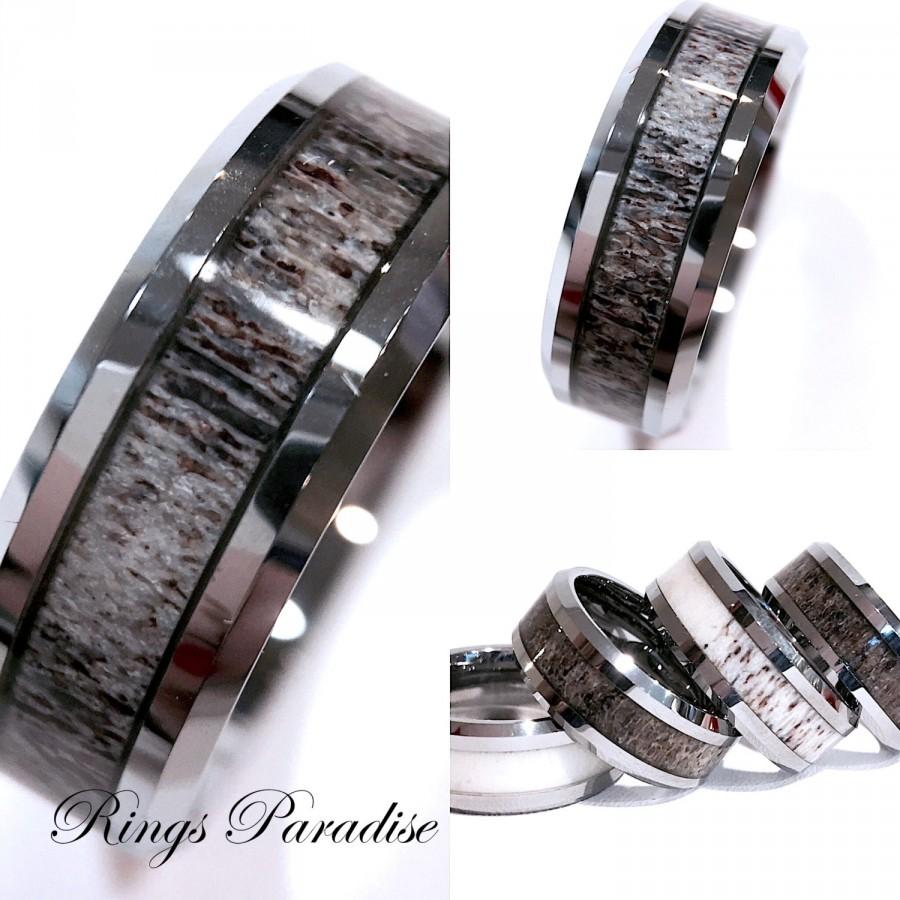 Hochzeit - Mens Tungsten Ring, Antler Wedding Band, Engagement Rings, Mens Tungsten Band, Tungsten Carbide, Mens Wedding Band, Mens Ring, Promise Ring