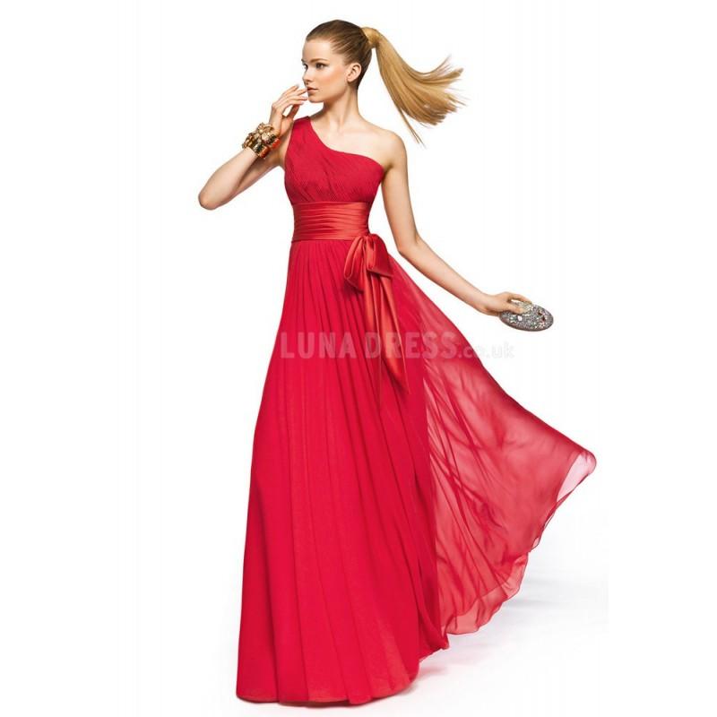 Свадьба - Cheap Sleeveless Floor Length A line One Shoulder Chiffon Evening Dresses With Sash/ Ribbon - Compelling Wedding Dresses