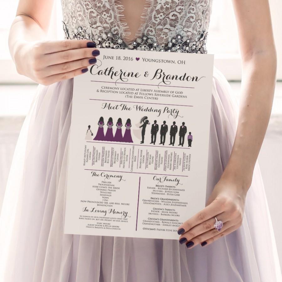 Свадьба - Silhouette Wedding Program - Wedding Party Silhouette Program DEPOSIT - Meet the Bridal Party Silhouette Wedding Program Fan 