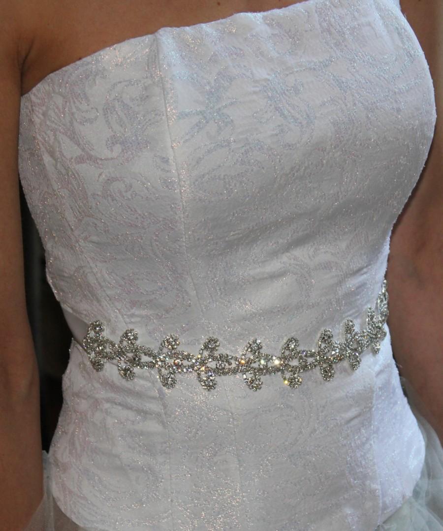 Mariage - Crystal Bridal Sash, Custom Color Ribbon Belt, Rhinestone Wedding Belt, Crystal Sash, Wedding Dress Sash, Bridesmaid Sash, Add a Bling Belt