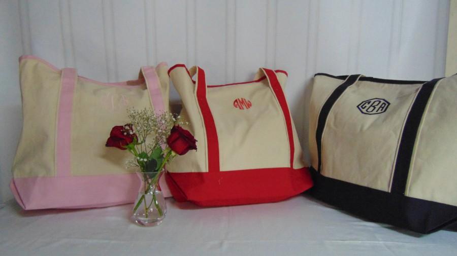 زفاف - 4-Bridesmaid Gifts-Large Canvas Deluxe Tote Bag-Canvas Red, Light Pink or Navy Blue Bridesmaid Tote Bag-Personalized Totes