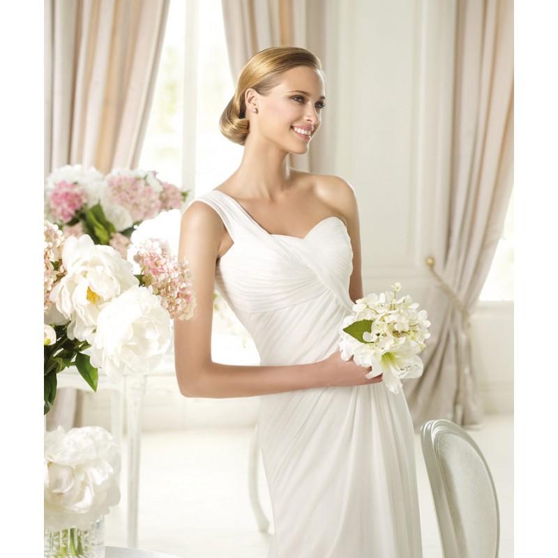 Wedding - Simple A-line One Shoulder Sweep/Brush Train Chiffon Wedding Dresses - Dressesular.com
