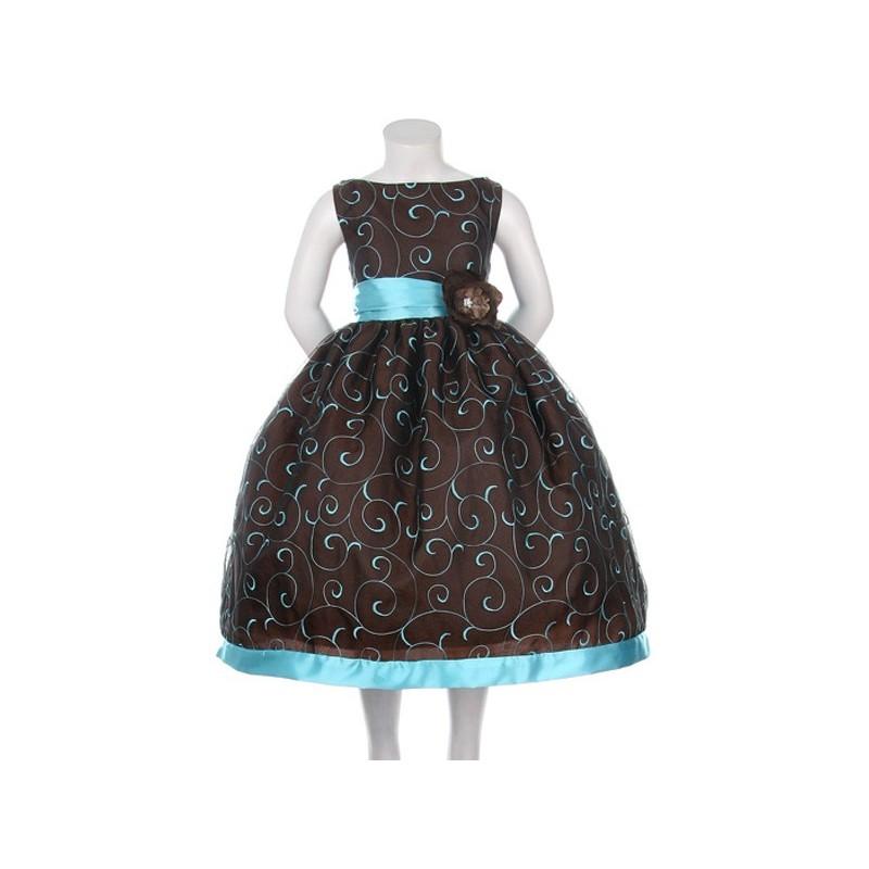 Hochzeit - Chocolate/Turquoise Taffeta Organza Embroidered Dress Style: D3110 - Charming Wedding Party Dresses