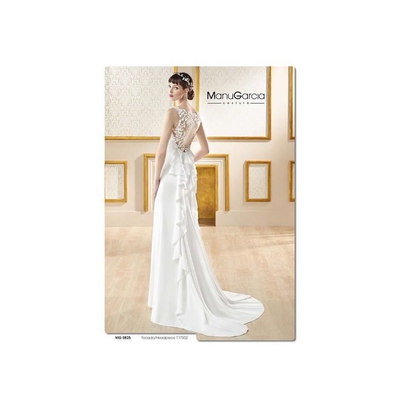 Wedding - Vestido de novia de Manu García Modelo MG0825 frente - 2017 Evasé Barco Vestido - Tienda nupcial con estilo del cordón