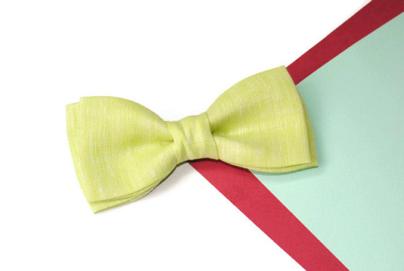 Wedding - lime bow tie lime chambray linen bow tie lime green bowtie lime wedding groom's necktie groom's pocket square toddler groomsmen linen ties