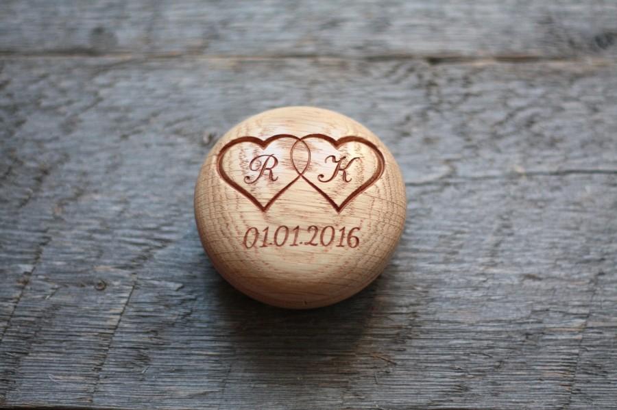 Hochzeit - Wedding ring box for Wedding ring holder Wedding ring pillow alternative Rustic ring bearer Rustic ring box Wood box with Two Hearts Box