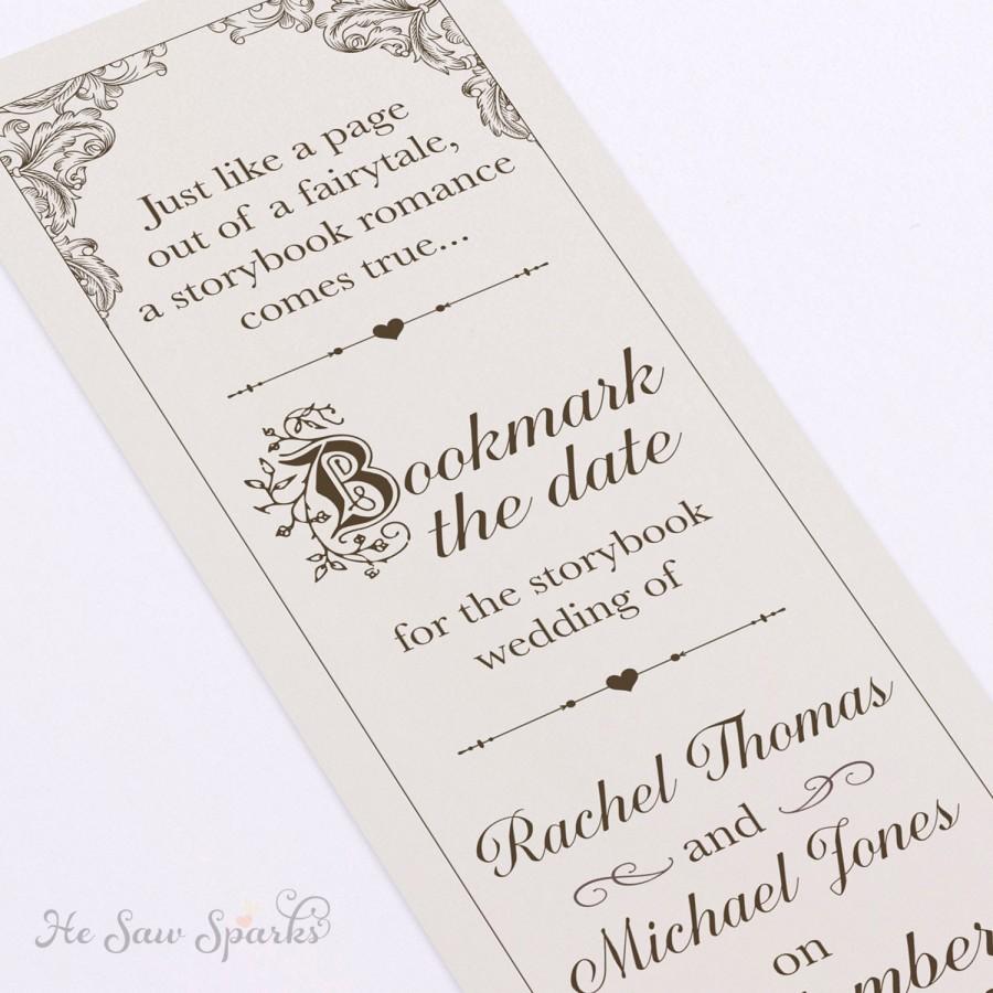زفاف - Fairytale Bookmark Save The date - DIY - Printable