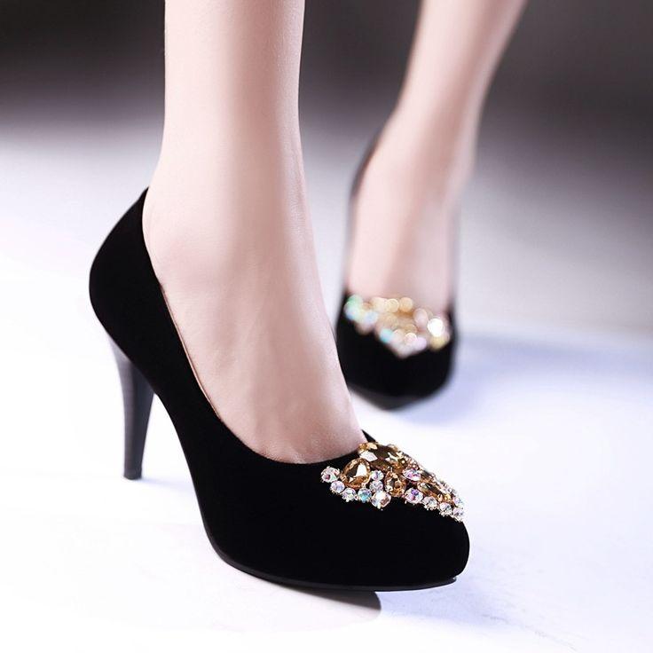 Hochzeit - Rhinestone Women Pumps High Heels Spike Wedding Shoes Woman