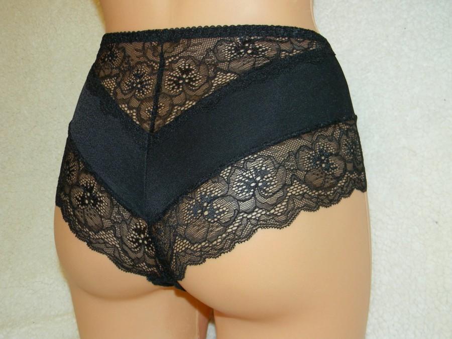 Mariage - Handmade black,crotchless panties,lace,high waist,wedding,crotchless,shorts,lace panties,sexy lingerie woman,night thong,underwear