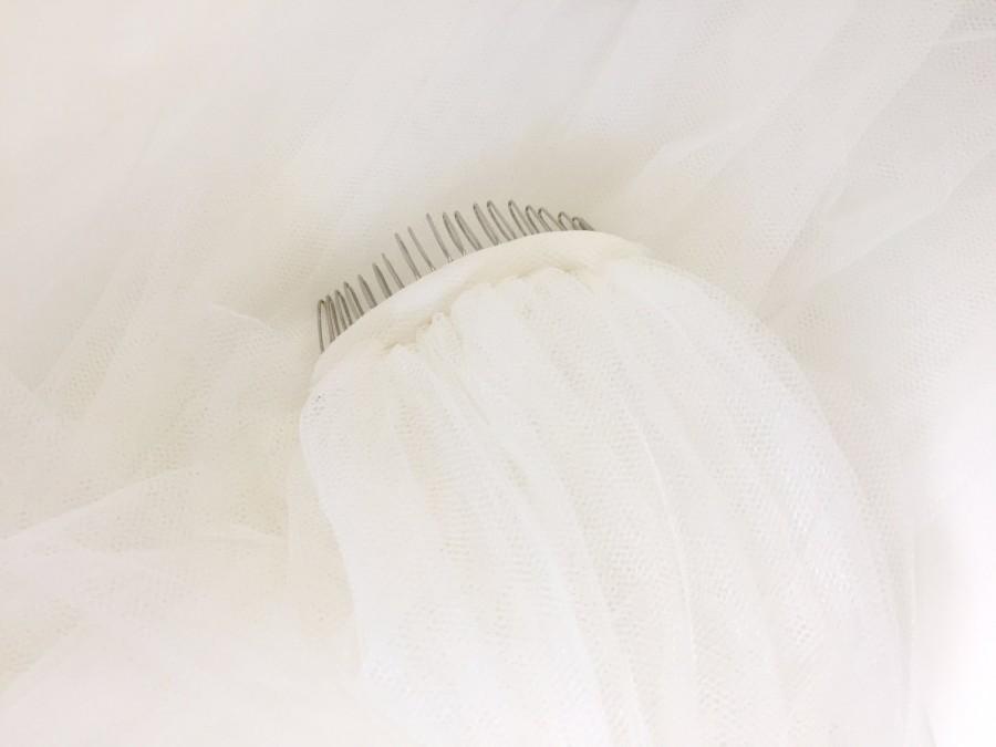 زفاف - Full-length two tier wedding veil - Fine tulle cathedral veil with fingertip blusher in white & ivory