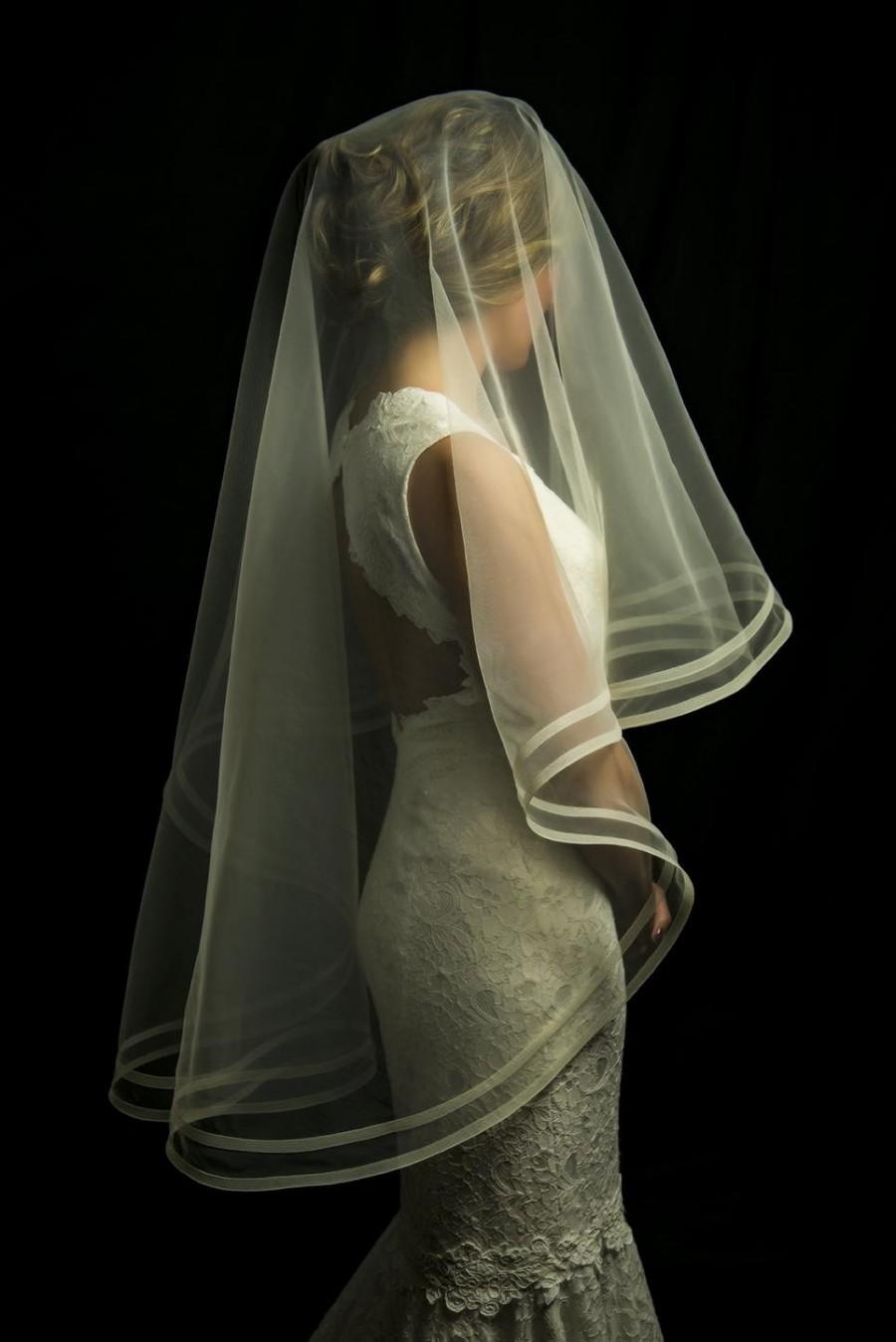 زفاف - Double Horsehair Veil, 1/2 inch HorseHair Wedding Veils, Cathedral Veil, Satin Edge Veil, Pink Veil, Blusher Veil, Veil, Handmade in the USA