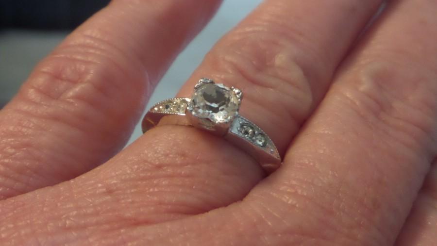 زفاف - Silver Ring, Vintage Ring, Clark and Coombs, Engagement Ring, 10K Gold Filled, Bridal Wedding, Art Deco Era, Vintage Jewelry, Gift for Her