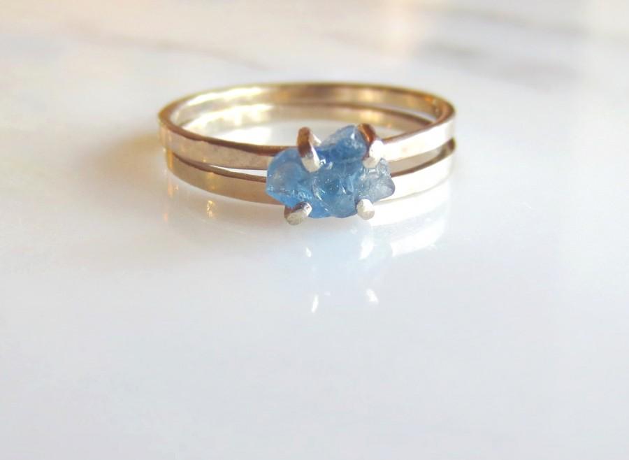 Hochzeit - Blue Sapphire Ring Raw Uncut Stone, Rough Sapphire Ring, Alternative Engagement Ring, Gold Sapphire Ring, Engagement Ring Made To Order