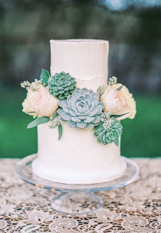 Свадьба - Two Tier Green And Pink Flower Wedding Cake