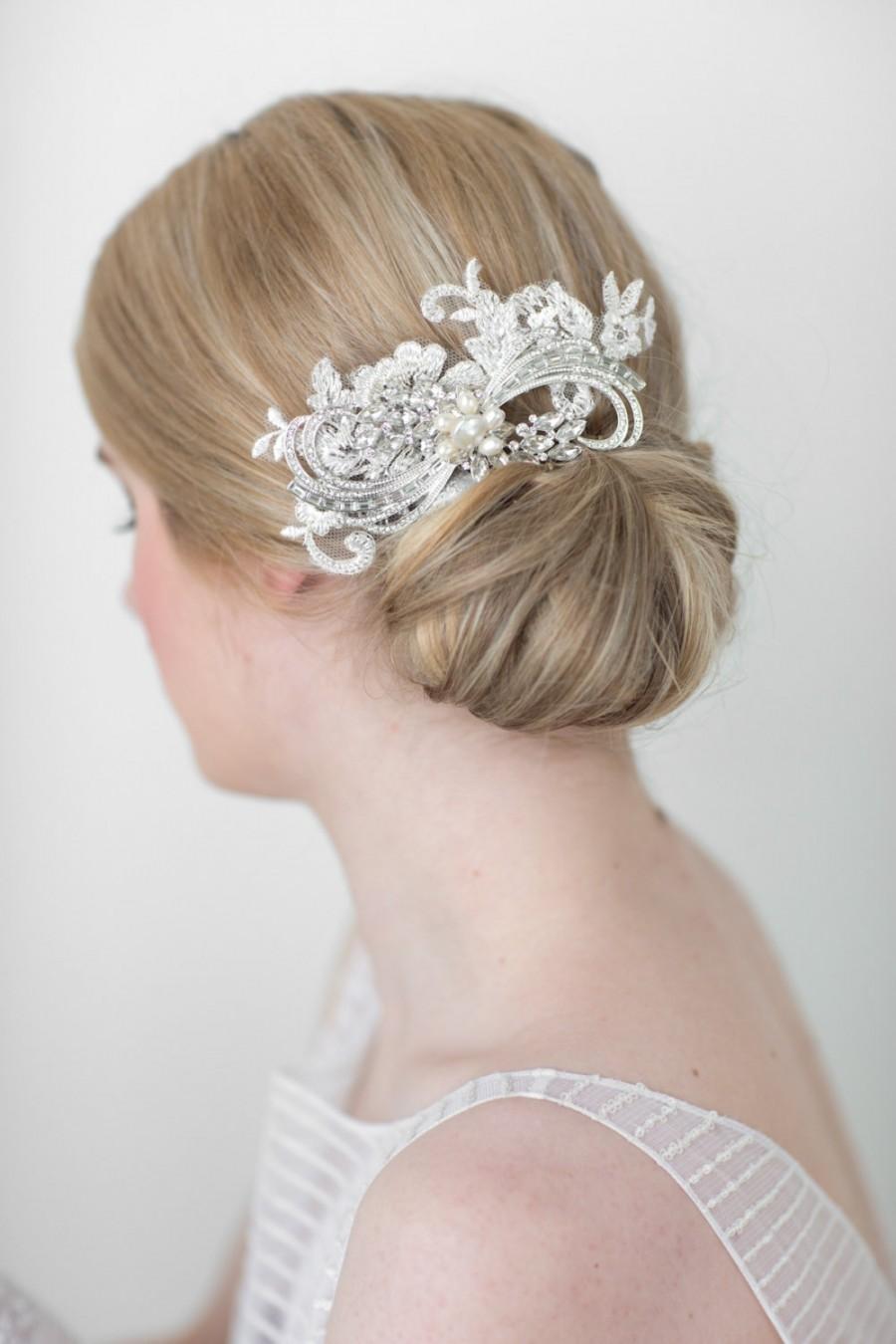 Hochzeit - Bridal Hair comb, Freshwater Pearl and Rhinestone Bridal Comb, Wedding Hair Accessory,
