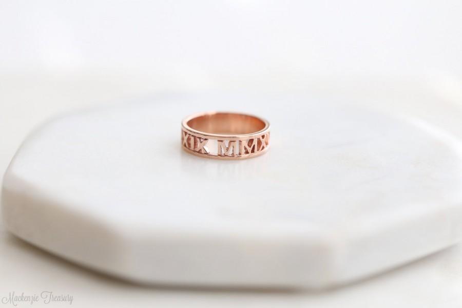 Свадьба - Roman numeral ring – Coordinates ring – Personalized wedding date ring – Coordinates ring – Wedding ring – Anniversary ring