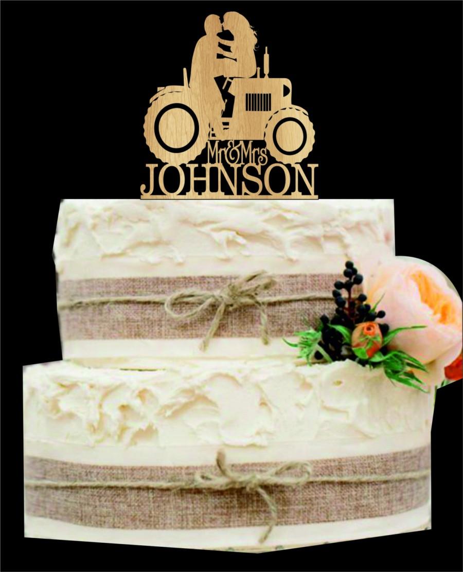 Hochzeit - Tractor Wedding Cake Topper, Bride and Groom Wedding Cake Topper, Rustic Wedding Cake Topper, Country Wedding cake topper, wedding decor