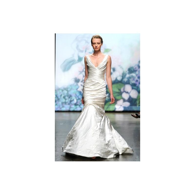 زفاف - Monique Lhuillier FW12 Dress 24 - Fall 2012 Monique Lhuillier V-Neck Fit and Flare Full Length White - Nonmiss One Wedding Store