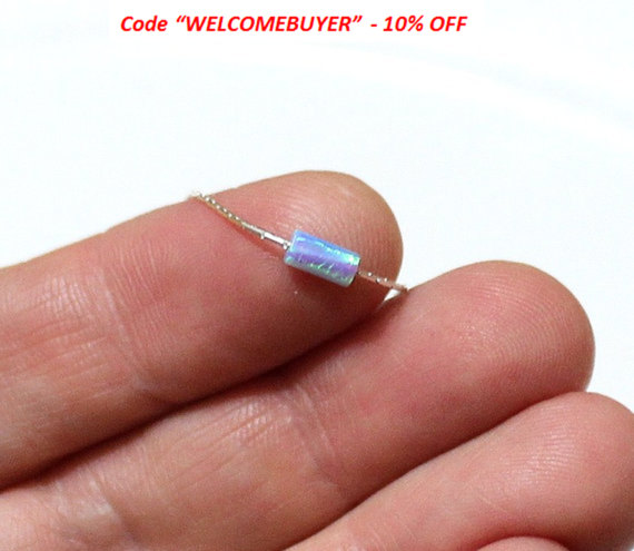 Mariage - SALE Opal Tube Necklace, Opal Necklace, Opal Silver Necklace, Opal Jewelry, Blue Opal Necklace, Blue Tube Opal Necklace, Simple Necklace