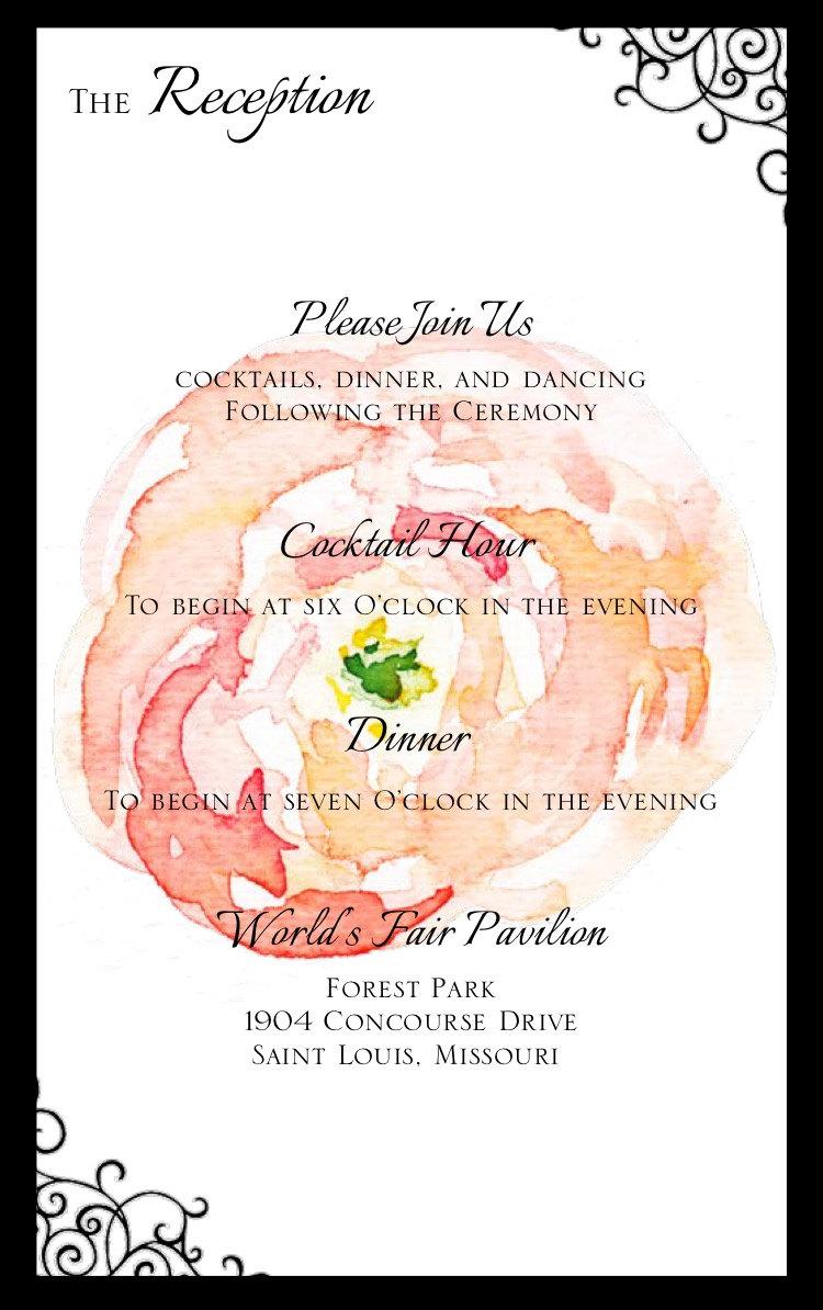 Mariage - Wedding Invitation Large Insert Card for Pocket Envelope (3.5 x 5.75 Printable Template)