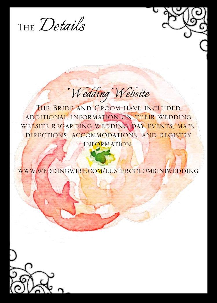Wedding - Wedding Invitation Medium Insert Card (3.5 x 5 Printable Template)