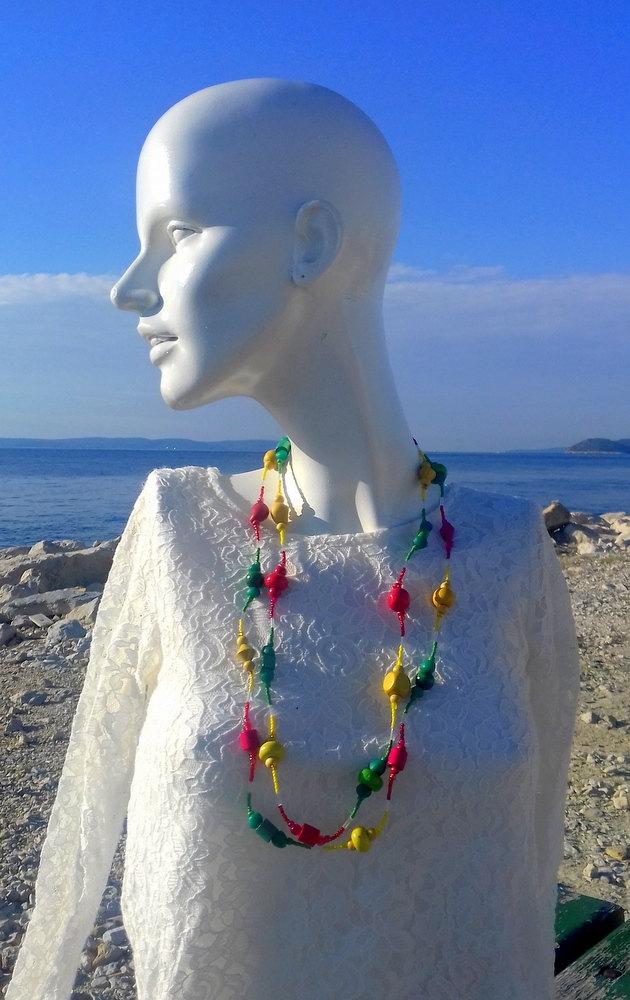 زفاف - Retirement gift, bead necklace, multicolor necklace, wooden necklace, chunky necklace, handmade, eco friendly natural necklace, gift for her