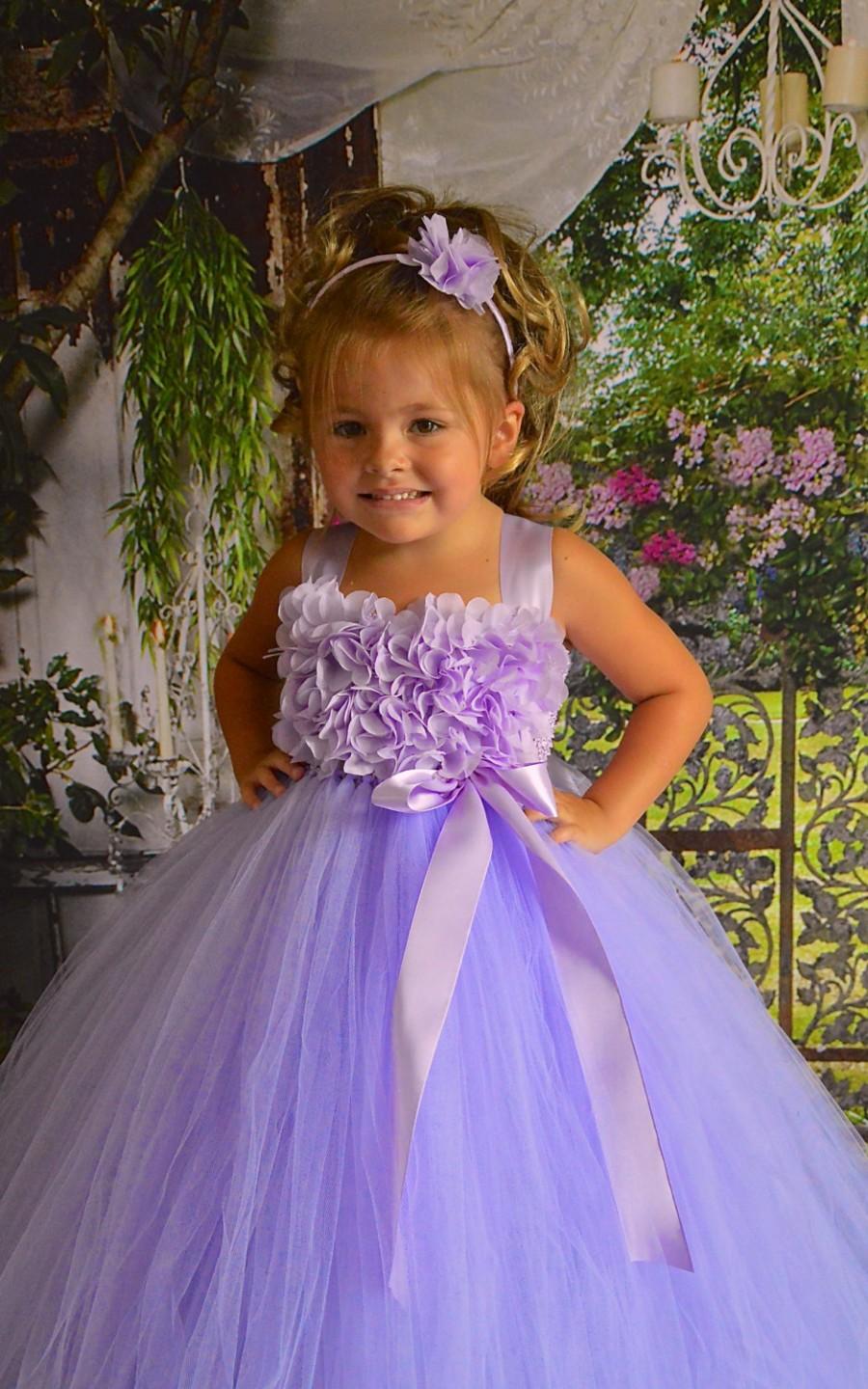 Wedding - Lavender Hydrangea flower girl tutu dress