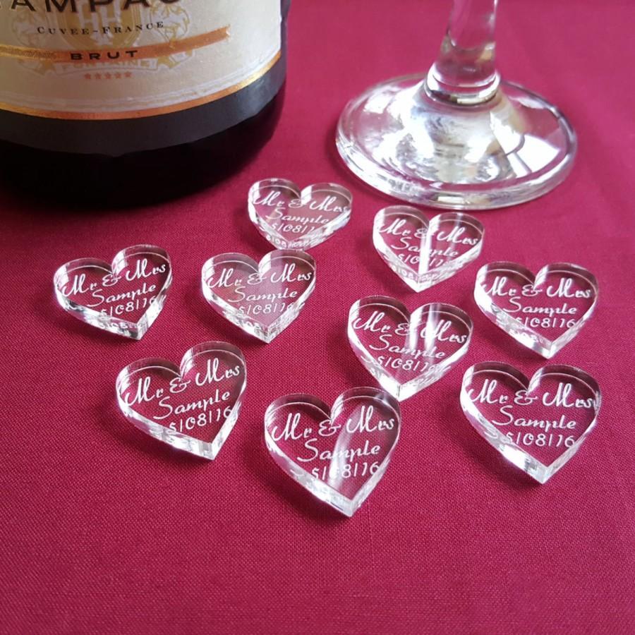 PERSONALISED MR & MRS LOVE HEART WEDDING TABLE DECORATIONS X 40 by LASERCRAFT 