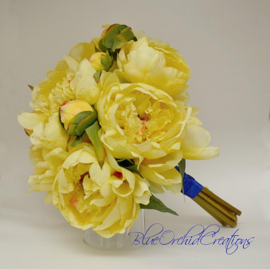 Hochzeit - Yellow Peony Bouquet - Wedding Bouquet Yellow Bouquet Peony Bouquet Shabby Chic Weddings Bouquet Package