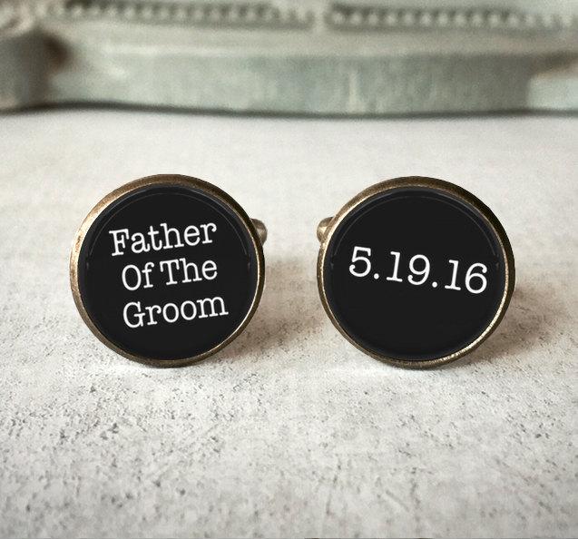 Wedding - Personalized Cufflinks, Father Of The Groom Cufflinks, Custom Wedding Cuff Links, Groom Cuff Links, Cuff Links for Groom
