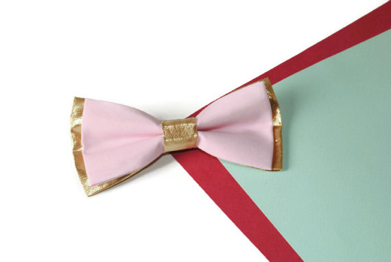 Mariage - gold pink bow tie blush gold wedding bowtie groom's gold necktie blush groomsmen bow ties Easter family photo outfit youth boys bowtie hgft